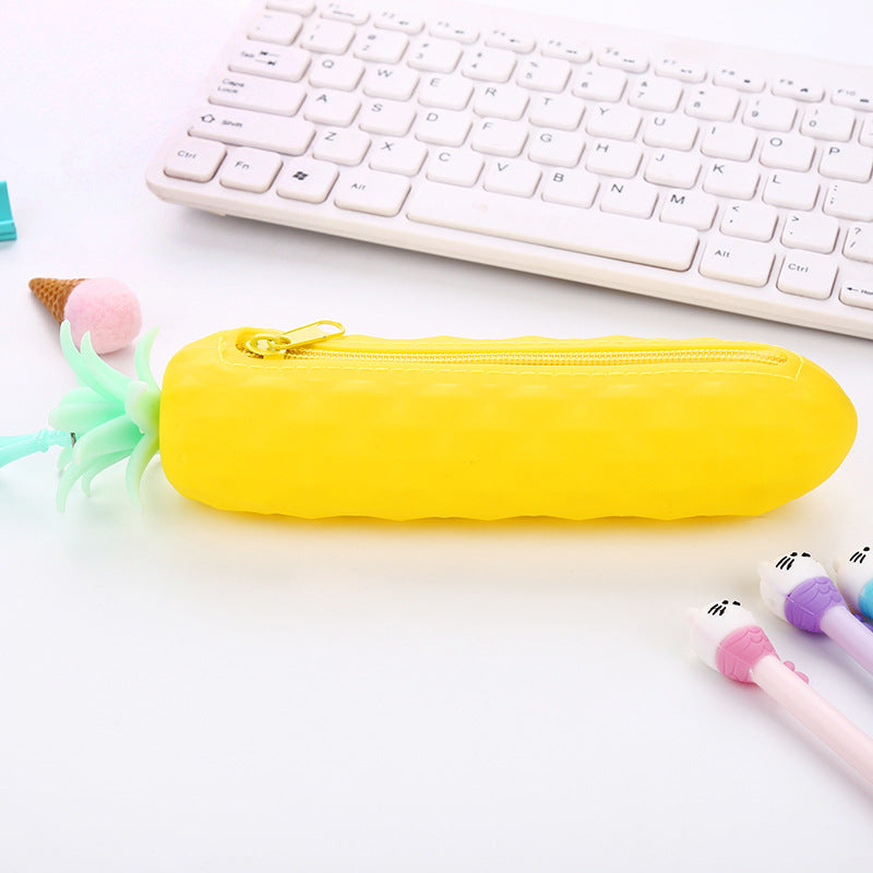 Wholesale Silicone Pineapple Stationery Pen Bags